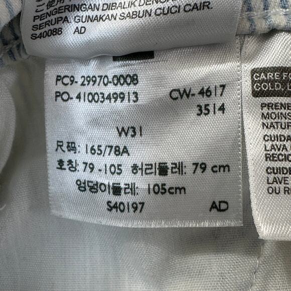 Levi's Shorts WMNS 31 White Blue Pin Stripe Rolled Hem Classic Mid-Rise Stretch - Picture 8 of 8